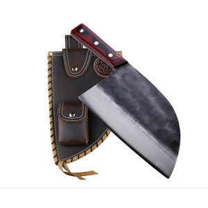 HIDAMOS Serbian Cleaver Knife – Hand Forged Carbon Steel Butcher Knife